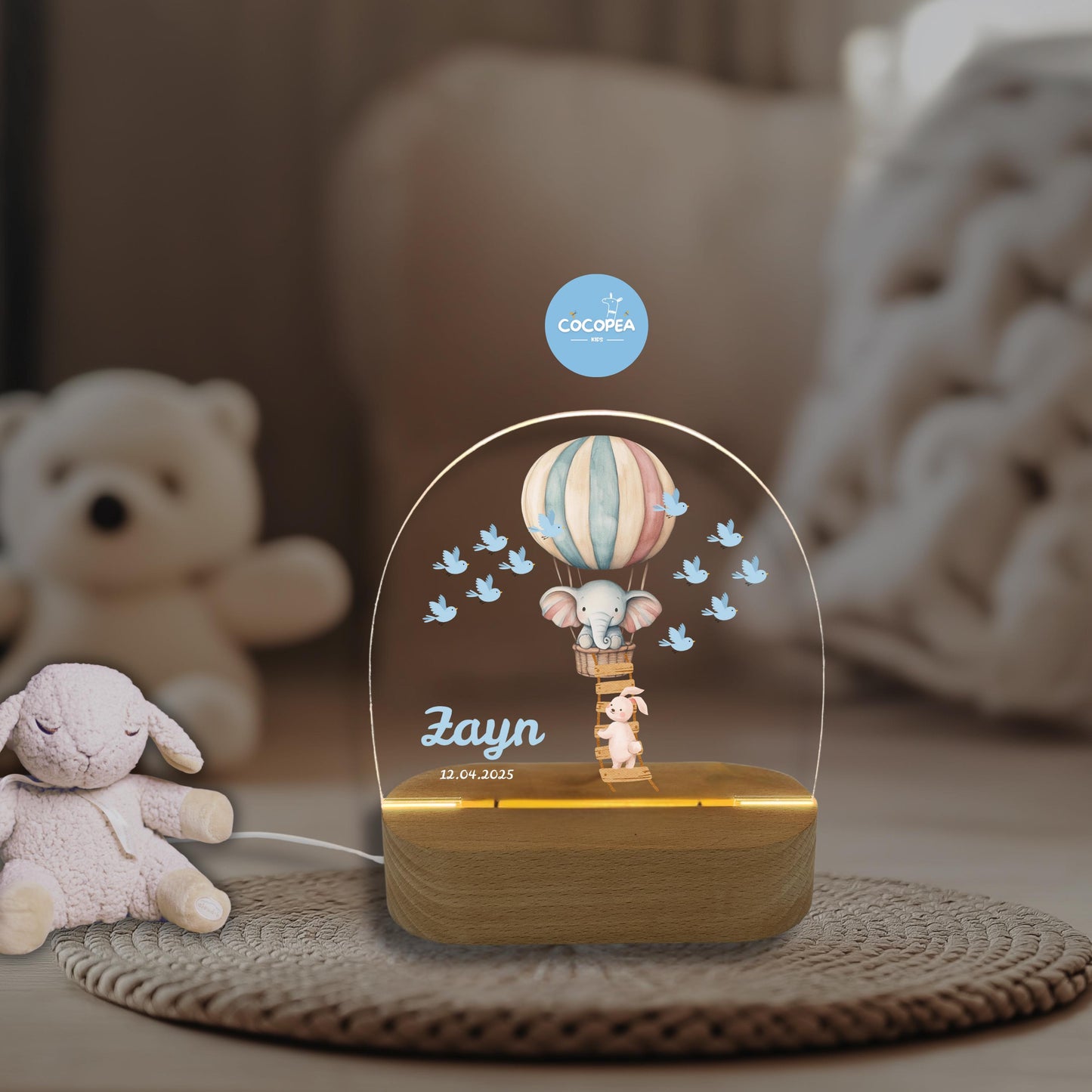 Nachtlicht Elefant Heißluftballon