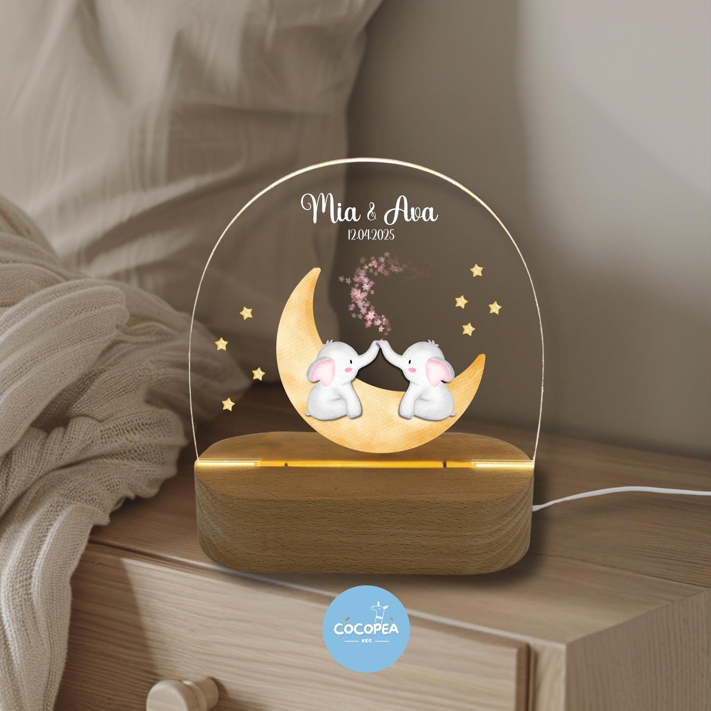 Nachtlicht Zwillinge Edition: Elephants on the Moon