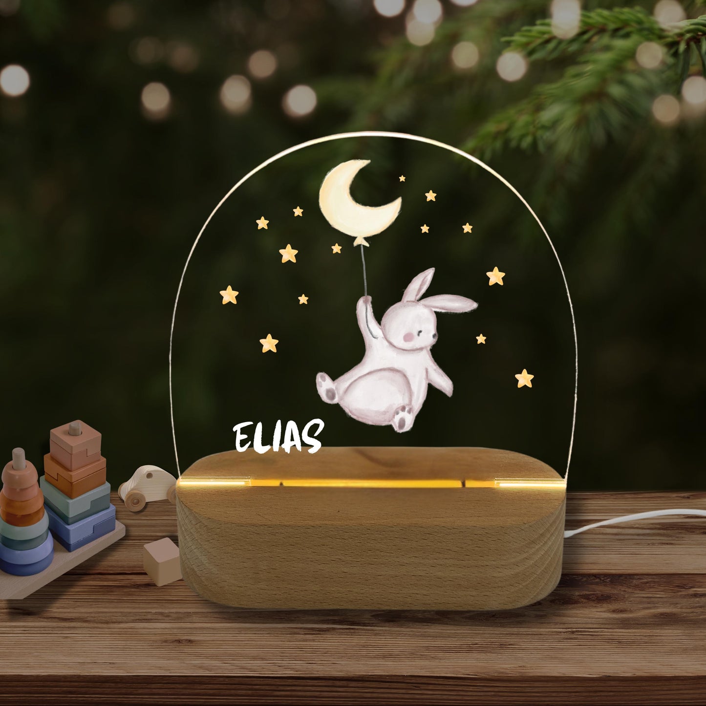 Nachtlicht Hasenflug zum Mond