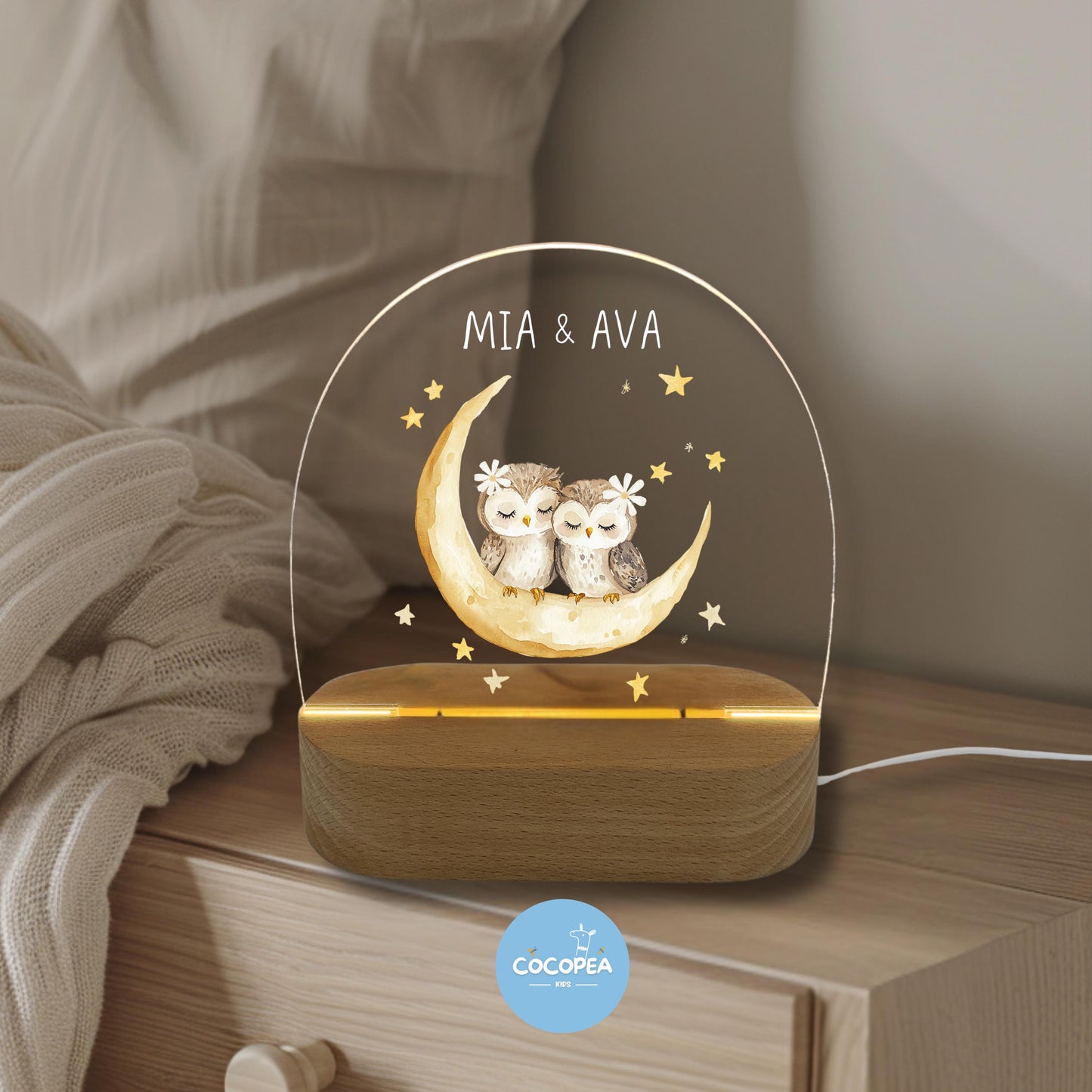 Nachtlicht Zwillinge Edition: Mondlicht Eulen