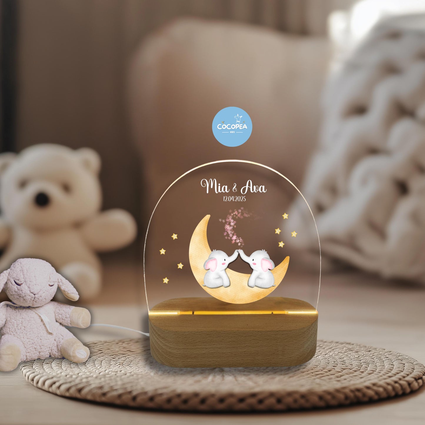 Nachtlicht Zwillinge Edition: Elephants on the Moon