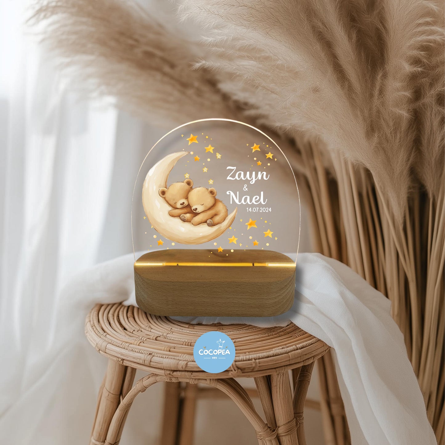 Nachtlicht Zwillinge Edition: Cozy bears on the moon