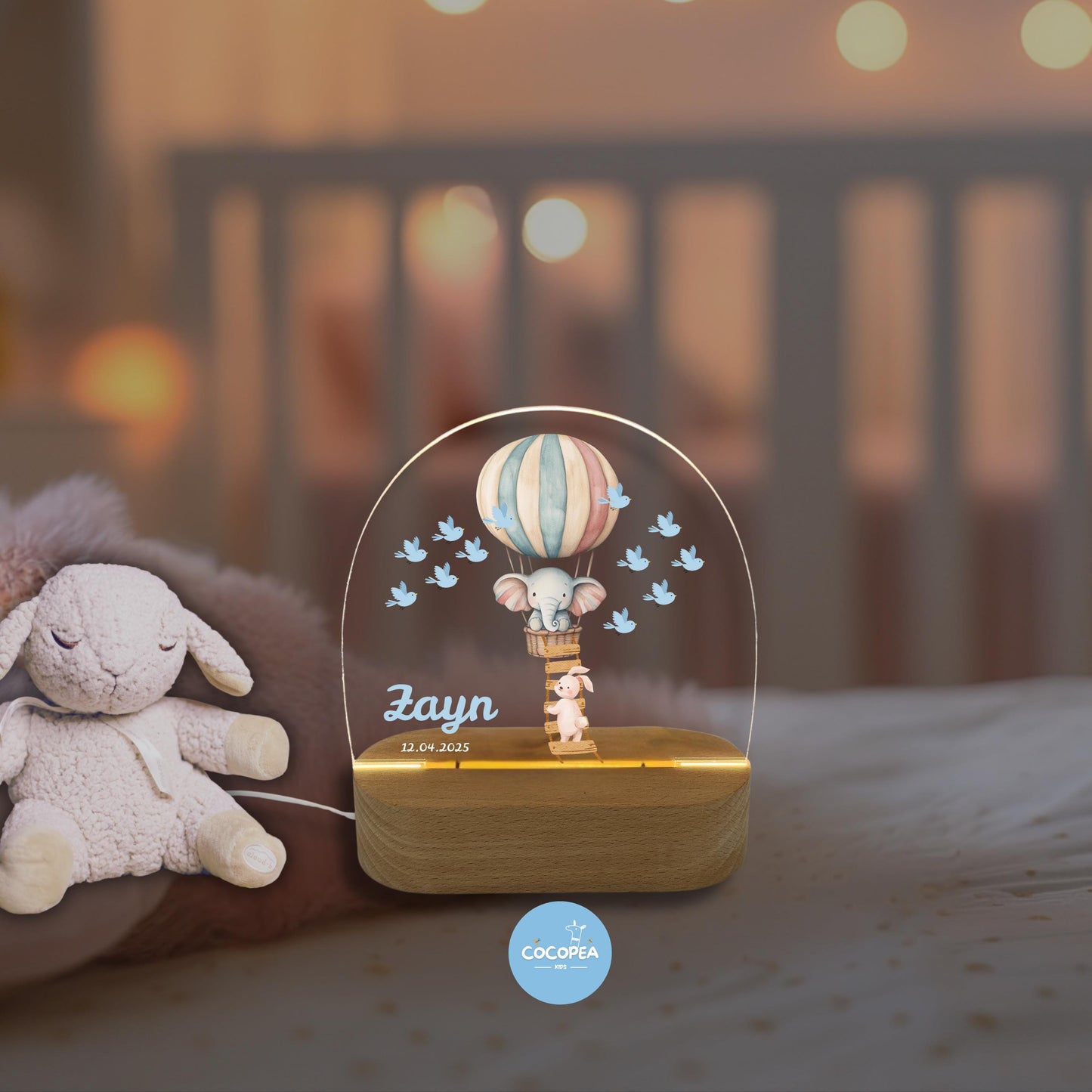 Nachtlicht Elefant Heißluftballon