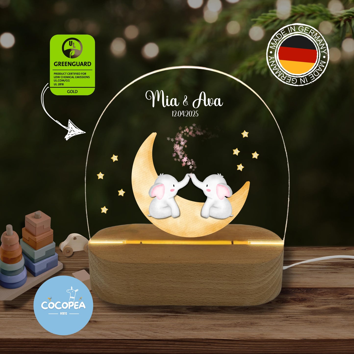 Nachtlicht Zwillinge Edition: Elephants on the Moon