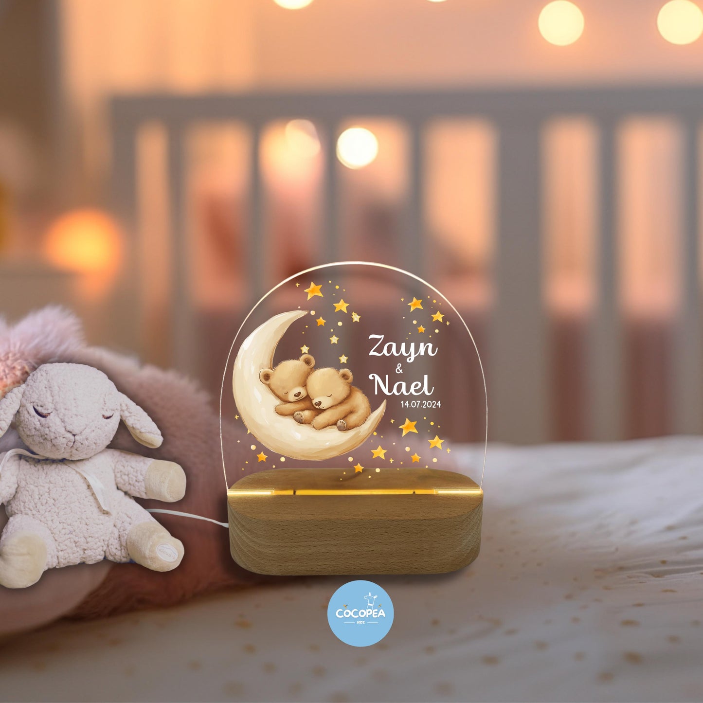 Nachtlicht Zwillinge Edition: Cozy bears on the moon