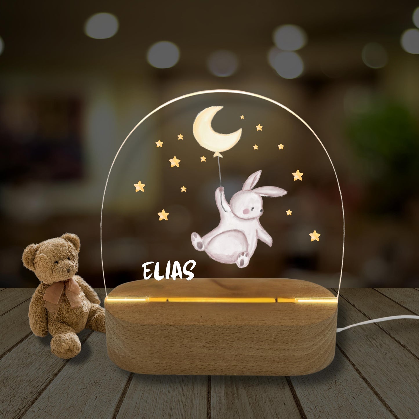 Nachtlicht Hasenflug zum Mond