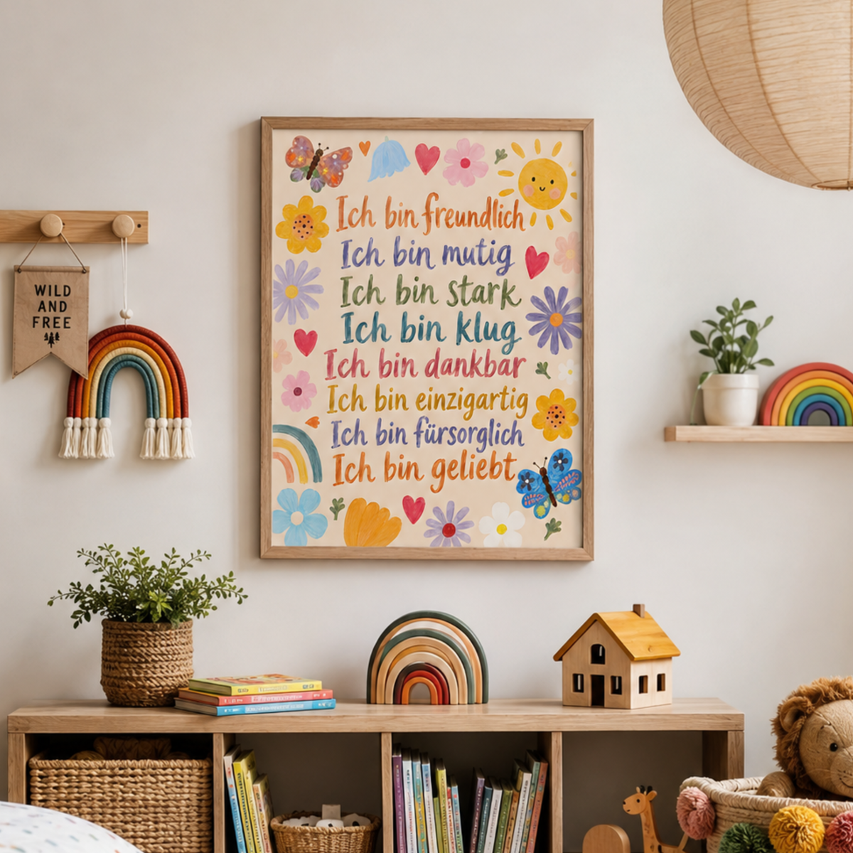 Affirmation Poster Kinderzimmer Wandgestaltung Junge Mädchen Ich bin mutig
