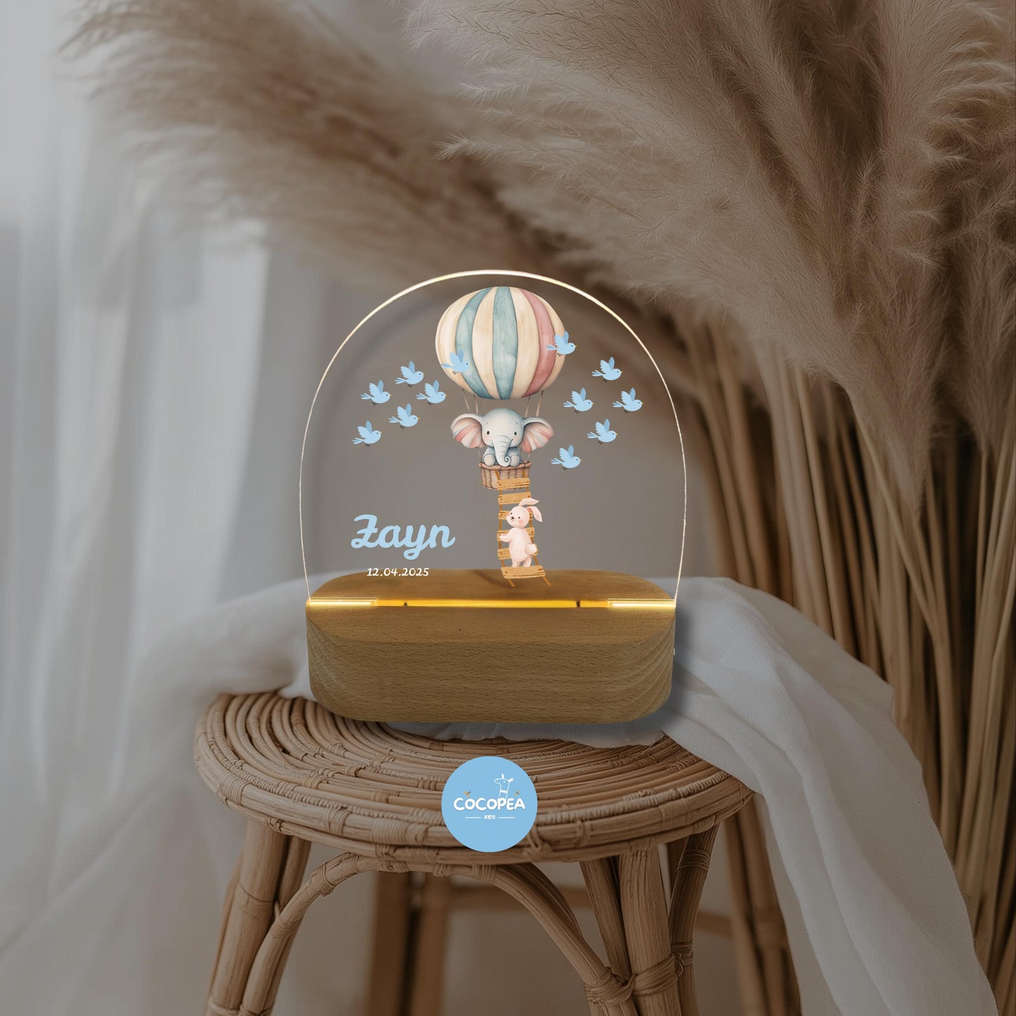 Nachtlicht Elefant Heißluftballon