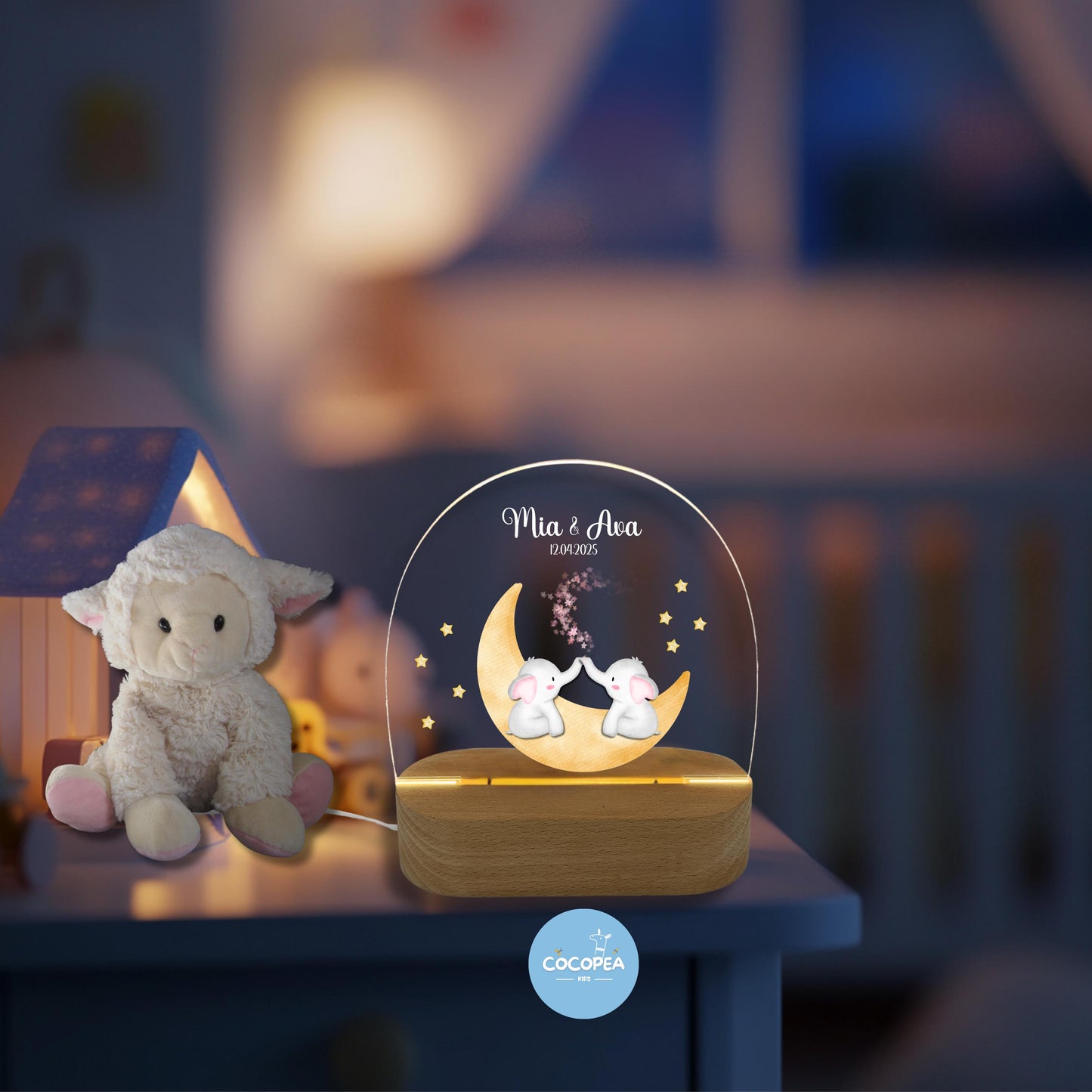 Nachtlicht Zwillinge Edition: Elephants on the Moon