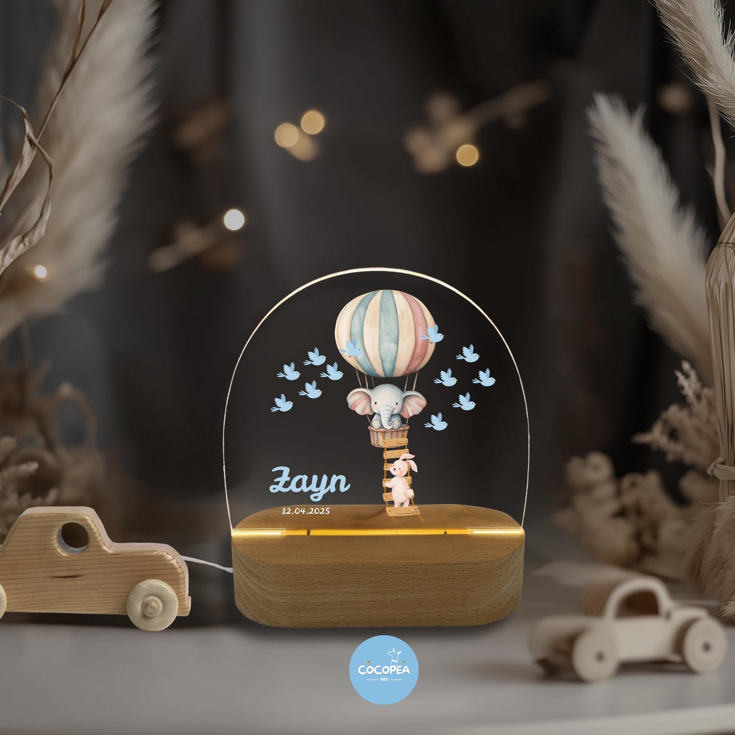 Nachtlicht Elefant Heißluftballon